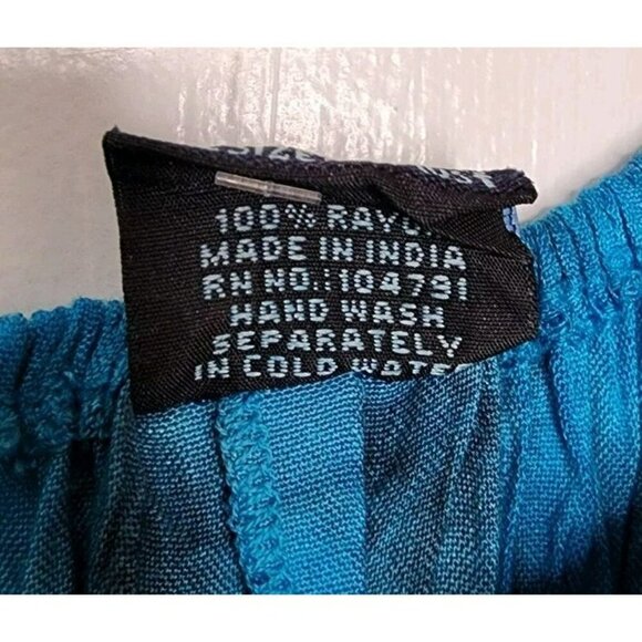 Advance Apparels Dress One Size Fits Most Smocked Waist Blue Purple Tie Dye Boho - Picture 5 of 6